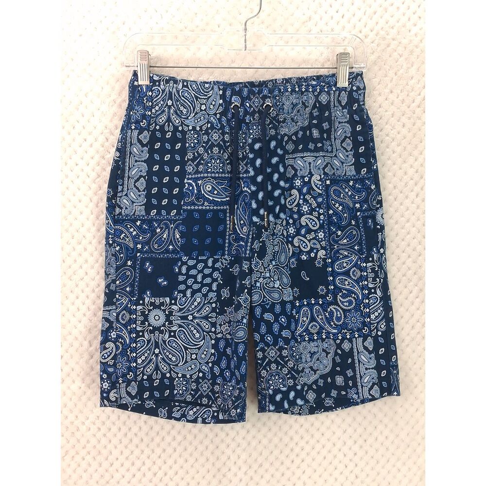 Dogg Supply by Snoop Dogg Men's XS Blue Paisley Bandana Patchwork Graphic Shorts